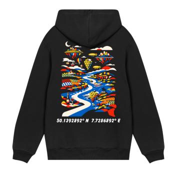 Preview: Art Mittelrhein Rückenprint Hoodie schwarz