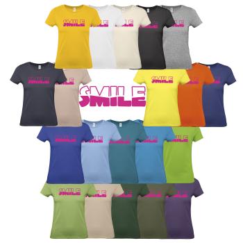 Damen Rundhals Basic T-Shirt Smile