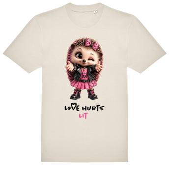 Preview: sandfarbenes T-Shirt Designfabrikanten mit Punk Igel und lustigem Spruch
