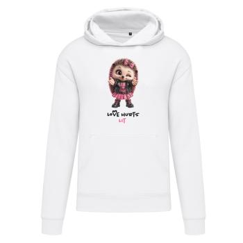 Preview: weißeHoodie und Punk Igel Print