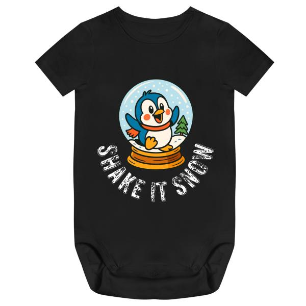 schwarzer Baby Body kurzarm Weihnachtstiere