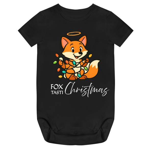 schwarzer Baby Body kurzarm Weihnachtstiere