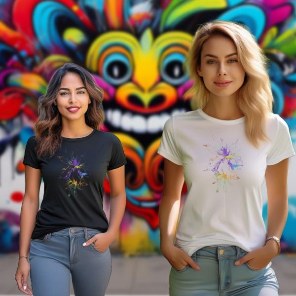 Damen Flower Basic T-Shirt