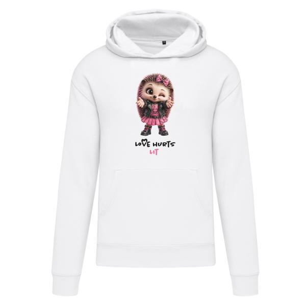 weißeHoodie und Punk Igel Print